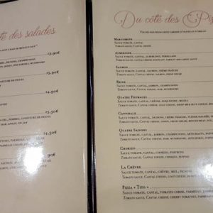 Menu do restaurante Le Rossini em Nice