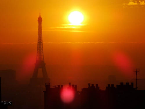 Por do sol na Torre Eiffel